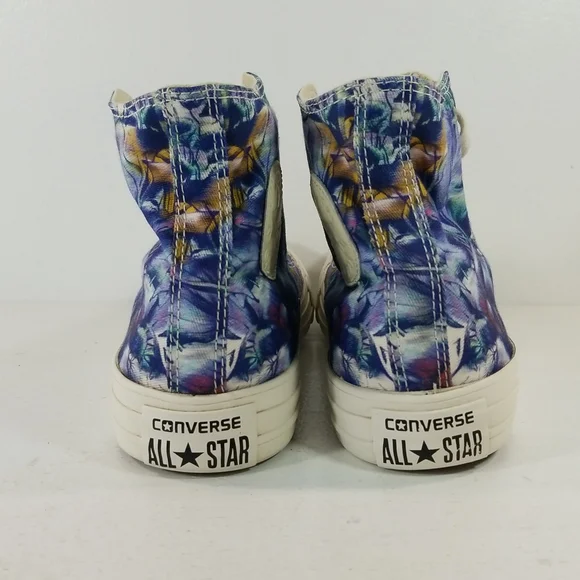 Converse Chuck Taylor All Star Floral Blue Purple Hi Top Sneakers 7 - Picture 7 of 13